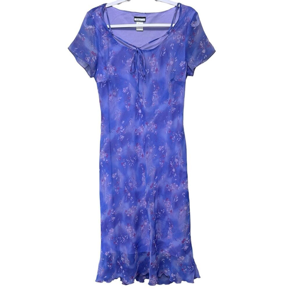 Vintage Believe Floral Maxi Dress Purple 90s Y2K Fairy Cottagecore Sz 12